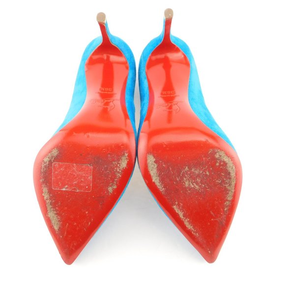 CHRISTIAN LOUBOUTIN Aqua Blue Suede Leather Classic Stiletto Heel Pumps 36.5 - Picture 7 of 9